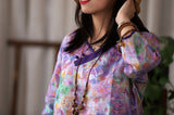 Simple hand-embroidered V-neck ramie cheongsam Top