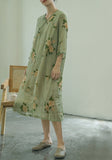 Printed Slanted Double Layer Loose Qipao Cheongsam
