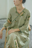Printed Slanted Double Layer Loose Qipao Cheongsam