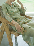 Printed Slanted Double Layer Loose Qipao Cheongsam