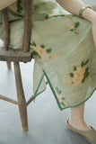 Slanted lapel print Zen clear Cheongsam