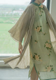 Slanted lapel print Zen clear Cheongsam
