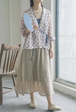 Printed Cardigan Slanted Contrast Cheongsam Top