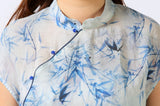 Blue Bamboo Qipao Cheongsam Dress