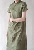 Polka Dots Cheongsam Dress (Army Green)
